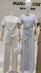 Casual Asymmetrical Fall Tops With Trousers Sets
